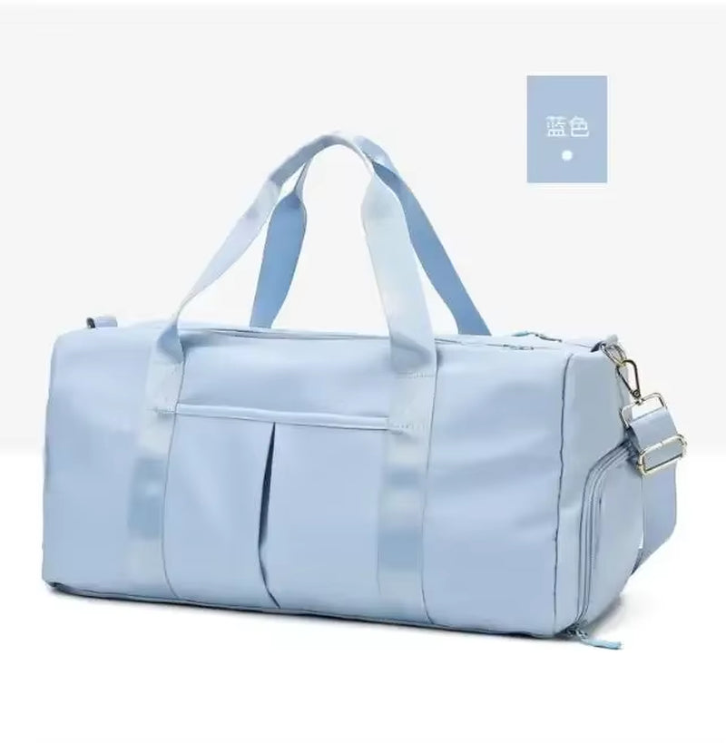 Outdoor Waterproof Nylon Sports Gym Bags Men Women Training Fitness Travel Handbag Yoga Mat Sport Bag with Shoes Compartment